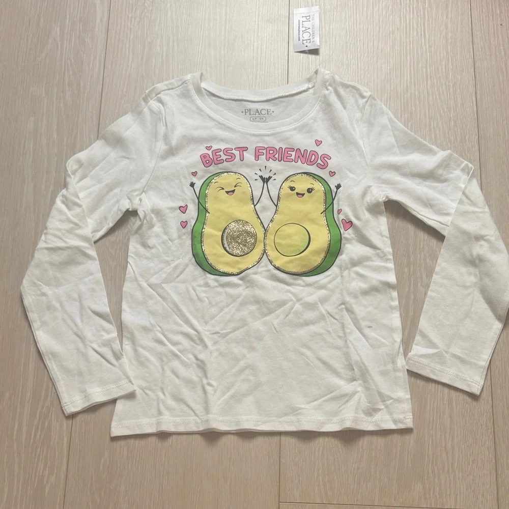 The Children's Place White Avocado Best Friends Long Sleeve Tee